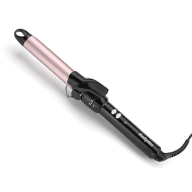 BaByliss 25mm Lockenstab – Satin Touch Beschichtung, 10 Wärmestufen, professionelles Styling-Tool mit integriertem Standfuß, Schwarz & Pink, C325E
