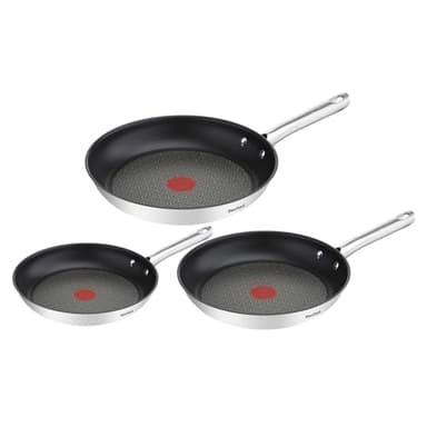 Tefal Duetto 3-teiliges Pfannenset 20,24 und 28 cm, Bratpfannen mit Thermo-Signal bei idealer Brattemperatur, Pfannen induktionsgeeignet für alle Herdarten, auch für Induktionsherde, A704S3
