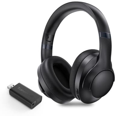 LETSACTIV Wireless Kopfhörer zum Fernsehen mit Sender und Headset-Ständer, 196ft Reichweite mit optischen, AUX, RCA und USB, hohe Lautstärke, 40 Stunden Spielzeit, Keine Verzögerung,Holzkohle