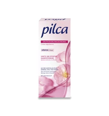 pilca Enthaarungscreme 'Körper', 100 ml Tube, sanfte Haarentfernung für Beine, Arme, Achseln und Bikinizone, Creme mit Moringa-, Amla- & Kamelien-Öl, inkl. Präzisionsspatel