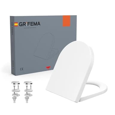 GRIFEMA Premium WC Sitz D-Form Universal – Duroplast (UF-Harz) mit keramikähnlichem Glanz – Antibakteriell & Vergilbungsbeständig – Softclose Absenkautomatik – Quick-Release – Bis 150 kg belastbar