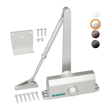 MARIE Türschließer Automatischer mit Feststellfunktion, Obentürschließer Hydraulischer für Innentür & Außentür, Feder Türschließer Puffer Geschlossen Residential & Kommerziell Gewicht 40-65kg Silber