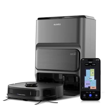 Eureka J12 Ultra Roboterstaubsauger mit Wischfunktion (Selbstentleerung, Wasch- und Trocknung), 5000Pa Saugkraft, Rotierende Wischfunktion, Dual-LiDAR Navigation, 3D KI-Hindernisvermeidung