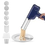 Elektrische Nudelmaschine Handheld, Tragbare Nudelmaschine Pasta Maker Kabellose Pastamaschine Elektrisch Spaghettieispresse mit 2000mAh Akku, 5 Pressformen, 8 Zubehörteilen für Haushalt