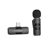 Boya BY-V10 USB-C kabelloses Mikrofon, Mini Lavalier Ansteckmikrofon, kompatibel mit Android/Typ-C-Smartphone iPhone15, Laptop, YouTube, Podcast, Facebook, Vlogging Aufnahmen