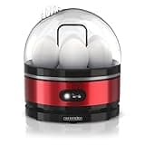 Arendo Sevencook Eierkocher 400 W – Edelstahl Design - 1-7 Eier - Egg Cooker - EIN/AUS-Schalter – 3 Härtegrade wählbar - Warmhaltefunktion - Signalton - BPA-frei - rot