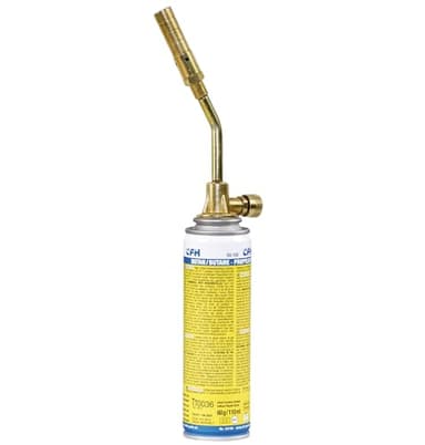 CFH Feinlötbrenner FB 131 - Präziser Gas Lötbrenner inkl. Spezial-Gas SG 105, ca. 0,80 kW Leistung und ca. 690 °C Arbeitstemperatur, Ø 14 mm Feinlöt Brenner, mit Sicherheitsständer und Feinregulierung