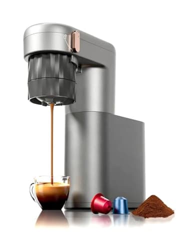 pura coffee 2 in 1 Kaffeemaschine klein Sofort heiß&20 Bar, Tragbare Espressomaschine mit Akku Kompatibel mit NS Kapseln und gemahlenem Kaffee, Mini Reisekaffeemaschine to go für Camping/Indoor/Büro