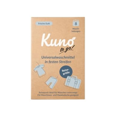Kuno to Go – Reisewaschmittel - Waschmittel für unterwegs | 8 Waschladungen | Ohne Flüssigkeit | Ideal für Reisen, Camping & Handwäsche | Ultraleicht, platzsparend & umweltfreundlich (1)