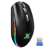 TECKNET Kabellose Gaming-Maus, 8000 DPI Wiederaufladbare Gaming Maus, Dual-Modus 2,4 G und Kabelgebundene Maus, 6 RGB-Modi, PC Gaming Mouse mit Programmierbaren Tasten, für Windows XP/11/10/8/7, etc