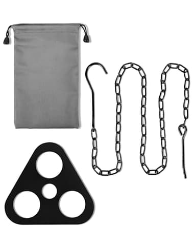 Edelstahl Dreibein Grillgestell mit Höhenverstellung, Dutch Oven Aufhängung für Feuerkorb & Campingkocher, Robustes Kochgestell für Outdoor Küche, Bushcraft(Schwarz)