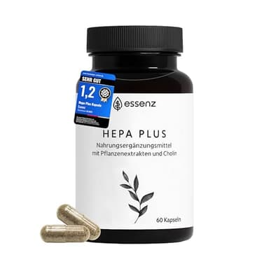ESSENZ - Hepa Plus Kapseln - Hochwertige Leber Kapseln mit Mariendistel Artischocke Löwenzahn. Natürliches Nahrungsergänzungsmittel zur Unterstützung der Lebergesundheit. Inhalt: 60 Kapseln