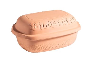MÄSER 934115 Bio-Bräter Tontopf mit Deckel, fasst ca. 4,5 L, Keramik Topf für schonendes, fettfreies Dampfgaren, als Römertopf (Schmortopf) für Braten, Geschmortes oder Auflauf im Backofen, Natur Ton