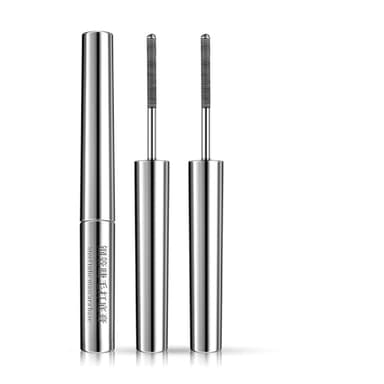 Facelove Iron Eye Mascara, Iron Eye Schwarz Mascara mit Metallbürste, Ironeye Mascaras, 3D Curling Wimperntusche, Borstenlose Metallwimpernbürste, Natürlich Wasserdicht Schwarz (2PC)