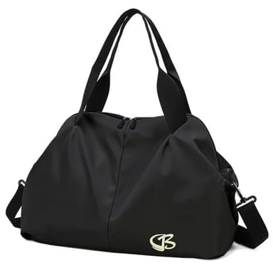 Vllcsla Sporttasche Damen Klein Reisetasche, 45x27x20 cm, mit Nassfach, Weekender Fitness Gym Bag, Sport Tasche Damen Fitnessstudio Gym Tasche, Leichte Weiche Sporttasche, Schwarz