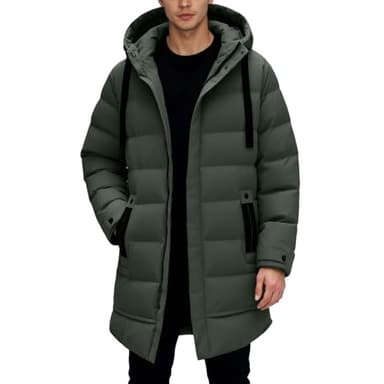Generisch Wintermantel Lang Herren Steppjacke Hooded Winddicht Winterjacke Winterparka Herren mit Full Zip Skijacke Snowboard Puffer Jacke Daunenjacken Regular