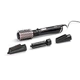 BaByliss Dry, Straighten and Style - Rotierende Warmluftbürste, 1000W Ionen Haarstyler mit 4 Aufsätzen zum Föhnen, Glätten, Volumen kreieren, Schwarz, AS200E