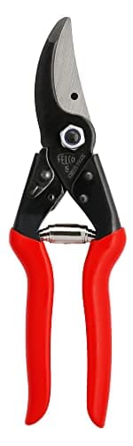FELCO 5 robuste Gartenschere für große rechte Hände, 25 mm Schnittdurchmesser, 225 mm lang, schlanker Schneidkopf für schwer zugängliche Stellen, Stahlgriffe, sauber und kraftvoll schneiden
