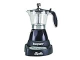 BEPER BC.041N Elektrische Kaffeemaschine Lucilla - Espressomaschine für 3 Tassen mit programmierbarem Timer bis 24 Stunden im Voraus - heißer Kaffee für 30 Minuten, Schwarz