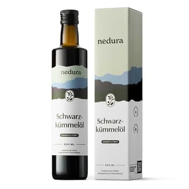 nedura® Schwarzkümmelöl kaltgepresst (ungefiltert) 500ml – mit hohem Thymochinongehalt - 100% naturrein, zertifiziert - täglich frisch & schonend gepresst - direkt aus eigener Manufaktur