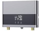 Elektronischer Durchlauferhitzer Küche 220V 6000W elektrische Warmwasserbereiter tankloser Mini-Warmwasserbereiter mit LED Temperaturanzeige, Elektrisch Instant Klein Durchlauferhitzer (Sliver)