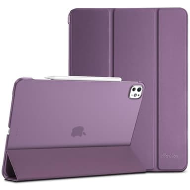 ProCase Hülle für iPad Pro 13 Zoll M5/M4 (2025/2024), Dreifache Schutzhülle Case für 13" iPad Pro M5 2025/ M4 2024, Dünn Leicht Smart Cover mit Translucent Frosted Rückhülle -Dunkel Lila