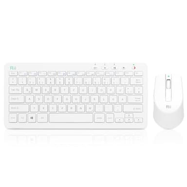 Rii Tastatur Maus Set Kabellos, 2.4G Kabellose Kompakte Tastatur mit Funkmaus für Laptop, PC und Smart TV, Deutsches QWERTZ Layout, Weiß