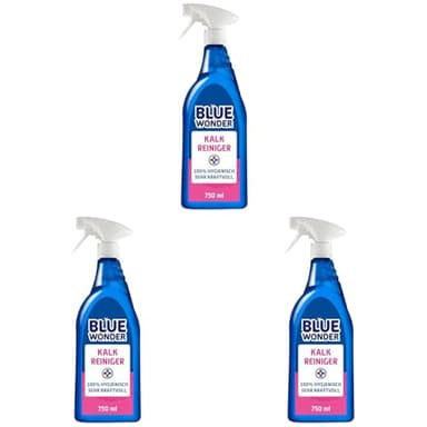 Blue Wonder Kalkreiniger, Kalkentferner & Entkalker für das Badezimmer, entfernt Verschmutzungen und Kalkablagerungen von Duschköpfen, Armaturen und Oberflächen. (Packung mit 3)