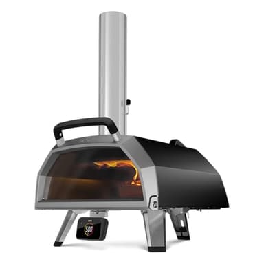 Ooni Karu 2 Pro Multi-Brennstoff Pizzaofen - Edelstahl Outdoor Pizzaofen mit Pizzastein & integriertem Thermometer für 40 cm große Pizzen, Outdoor Grill - Schwarz