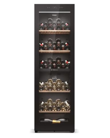 Haier Weinkühlschrank 60 SERIE 7 HWS236GDEH1 I Weinklimaschrank für 236 Flaschen I Moderner Wine Fridge mit UV-Glastür & 4 Holzregalen I Weinkühlschrank 2 Zonen, vibrationsarme Lagerung, Wi-Fi