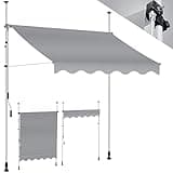 KESSER® Klemmmarkise mit Handkurbel Balkon, Balkonmarkise ohne Bohren, UV-beständig höhenverstellbar wasserabweisend, Sonnenschutz, Terrassenüberdachung, einfache Montage 200cm