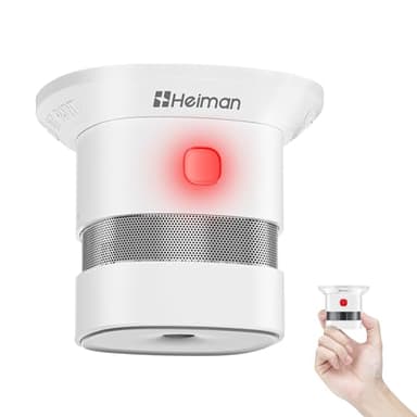 Heiman Mini Rauchmelder – 10 Jahre Batterielaufzeit, EN 14604, DBI Zertifiziert, 85 dB Alarm, Red Dot Design Award, Feuermelder, Rauchwarnmelder mit fotoelektrischem Sensor, 1 Stück