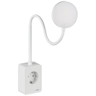 SEBSON LED Steckdosenleuchte dimmbar - Leselampe und Steckdose mit USB-C Anschluss - flexibler Schwanenhals, neutralweiß 4.000K - Steckerlampe, Nachtlicht 4,5W weiß