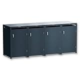 Metzler Mülltonnenbox 4 Tonnen 240L aus massivem Stahl in Anthrazit | wetterfest | Container | Abfallbehälter | Tonnenhaus | gartenbox | abschließbar | Gartenbox | Müllbox