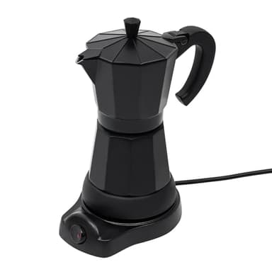 Qussse Espressokocher, 480W Elektrische Espressokanne 300ml Kaffeekanne 6 Tassen Mokkakanne mit Basis für Hausgebrauch, Büros, Cafés