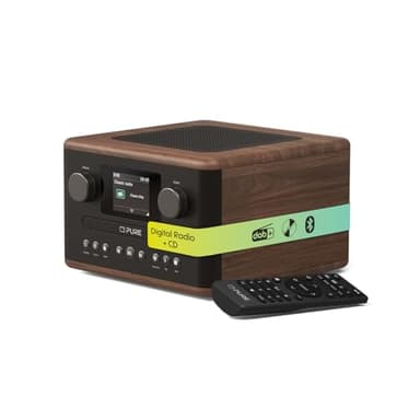 Pure Classic C-D4 – DAB+ & UKW Radio mit CD-Player, Netzbetrieb, Bluetooth 5.3, USB & AUX, Farbdisplay, 15 Watt Lautsprecher, Dual-Wecker, Fernbedienung – Coffee Brown/Walnut