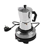 ACROSSPART Elektrische Espressomaschine, Mokkakanne mit Elektrische Heizplatte, Esspressokaffeemaschine Klein, Einstellbare Temperatur Camping Kaffeemaschine (3 Tassen)