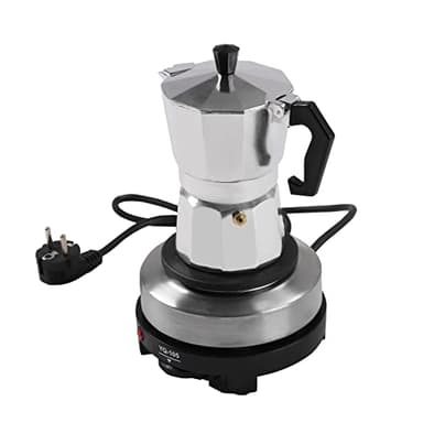 CHERIPOLI 150ml 500W Tragbare Espressomaschine Silber Kaffeemaschine, Kaffeekocher Elektrische Espressokocher Mit Stecker, für unterwegs oder Camping