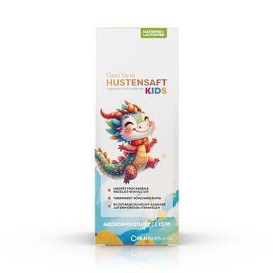Casa Sana HUSTENSAFT KIDS, 200 ml – Natürliche Inhaltsstoffe. Bei trockenem & feuchtem Husten. Schutzfilm mit 3-fach-Barriere Effekt: Hustenrezeptoren, Erholung der Atemwege & minimiert Reizungen