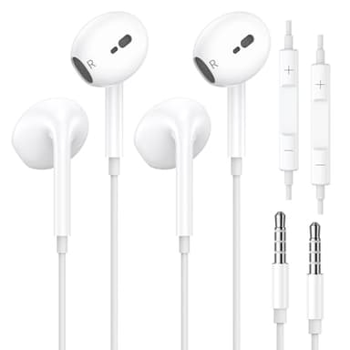 2 Pack Kopfhörer mit Kabel, 3,5mm Klinke in Ear Kopfhörer Kabel Ohrhörer mit Mikrofon und Lautstärkeregler Headset Kompatibel mit iPad, MP3/4 Players, Huawei, iPhone 6/5/SE, usw 3.5mm Audiogeräte
