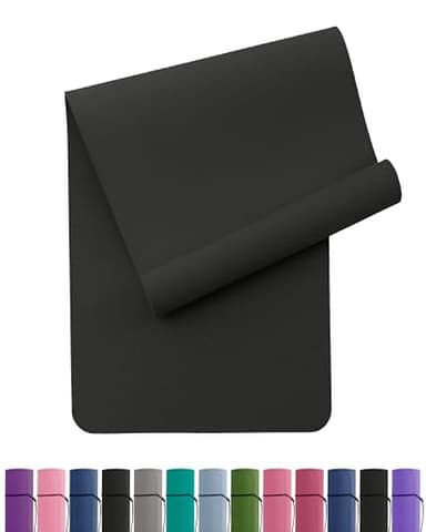 Yogamatte rutschfest und umweltfreundliche TPE Sportmatte mit Tragegurt Gymnastikmatte für Pilates Workout Fitnessmatte 183 x 61 x 0.6 cm (Schwarz/Grau)