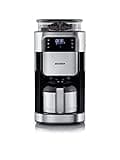 SEVERIN Filterkaffeemaschine mit Edelstahl-Mahlwerk und Thermokanne, feinste Mahlung und individuell auswählbarer Mahlgrad, 1000 W, für bis zu 8 Tassen / ca. 1 Liter, Schwarz, KA 4814