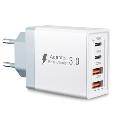 USB C Ladegerät, 4 Ports Mehrfach Ladegerät mit USB C und USB A, 45W Schnellladegerät PD 3.0 USB Netzteil für Apple iPhone 17 16 15 14 13 12 11 Pro Max, Mini SE XS XR, iPad, Samsung USBC Ladestecker