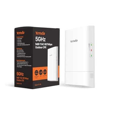 Tenda WiFi Bridge Point-to-Point WLAN Bridge Outdoor CPE (867 Mbit/s auf 5GHz, WLAN Brücke mit 9dBi Antenne, Passive PoE, Zentrales Management, 1km Reichweite, IP65 Wasserdicht)(O1-5G)