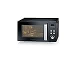 SEVERIN 3-in-1 Mikrowelle mit Grill und Heißluftfunktion bis 200°C, Minibackofen inklusive Vorheizfunktion, mit antihaft-beschichtetem Pizza-Teller, schwarz, MW 7752