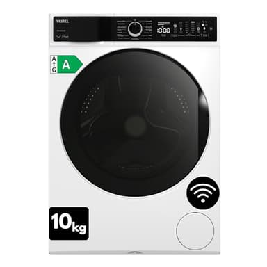 VESTEL WMI 109342 WIFI Waschmaschine 10 kg Frontlader – WLAN-fähig, Inverter-Motor, Energieklasse A, 1400 U/min, Schnellprogramm, leise, App-Steuerung, unterbaufähig, weiß