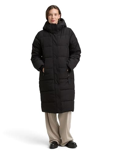 Tom Tailor Damen 1047532 Puffer-Mantel Mit Abnehmbarer Kapuze, 14482 - Deep Black, S EU