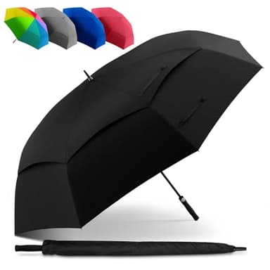 STYNGARD XXL Regenschirm Groß Sturmfest mit 140 cm Durchmesser - Golfschirm mit Auf-zu-Automatik und Doppelbespannung für maximalen Wind- und Regenschutz Modell BELFAST (Schwarz, 130cm)