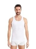 FINN Figurformendes Kompressions-Shirt Herren mit Bauchweg Effekt - Ärmelloses Shapewear Tank-Top aus Baumwolle - Body Shaper Unterhemd für einen flacheren Bauch Weiß Weiss 3XL
