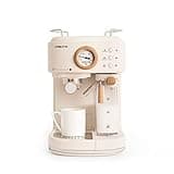 CREATE / THERA RETRO PRO/Halbautomatische Espressokaffeemaschine Cremeweiß / 20 bar, Milchtank, Tropfschale, zwei Ausläufe, Fassungsvermögen 1.5L, für gemahlenen Kaffee, 1250W